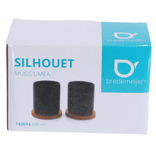 Bredemeijer TheMok Umea 200ml Black and Coaster Set 2