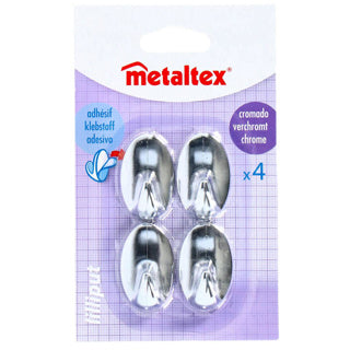 Metaltex -Kleberhaken 4 Stücke verchromter Oval