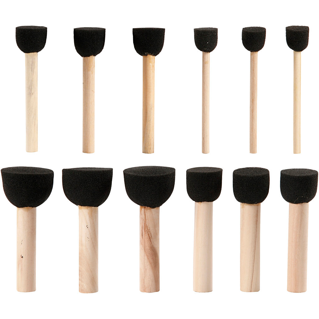 Creativ company foam dabbing sticks, l: 9-10 cm, d 13+20+25+35 mm, 12 pieces 1 box