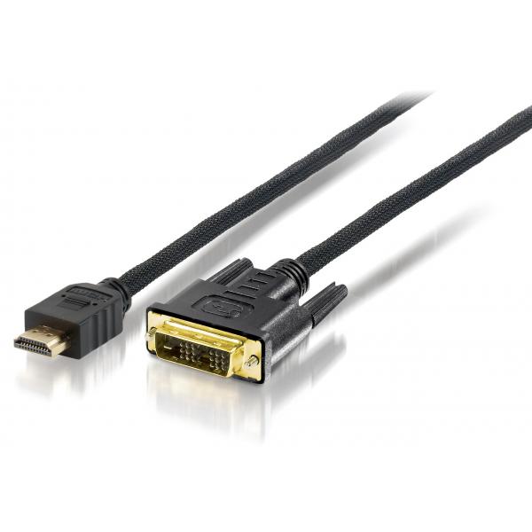 Equipaggiare 119323 HDMI di alta qualità al cavo adattatore a legna singola DVI-D, M M, placcato in oro, 3M, nero