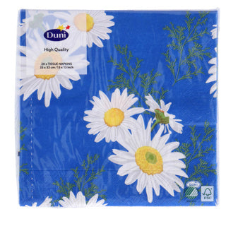 Duni napkins daisy blue 33x33 cm