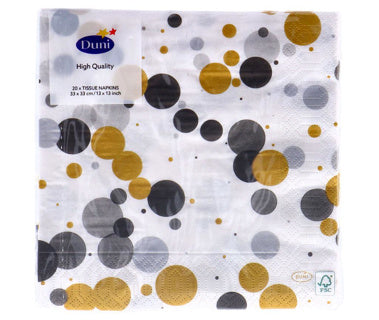 Duni napkins festive bubbles black 33x33 cm