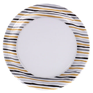 Duni plates stripes black gold 22 cm 10 pieces