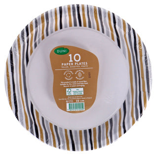 Duni plates stripes black gold 22 cm 10 pieces