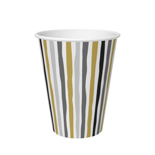 Duni cups stripes black gold 24 cl 10 pieces
