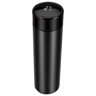 Negro de acero inoxidable sin termoestres con termómetro y filtro de té