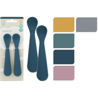 Lepel baby set 2sts siliconen 5 asst kleur | 10 stuks