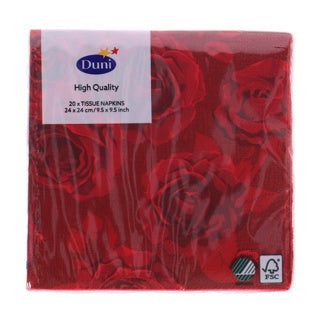Duni napkins rich roses 24x24 cm | 12 pieces