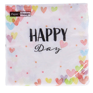 Duni napkins hearts happy 33x33 cm