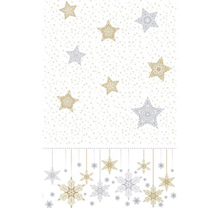 Duni tablecloth snowstars white 138 x 220 cm