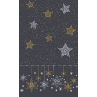 Duni tablecloth snowstars black 138 x 220 cm