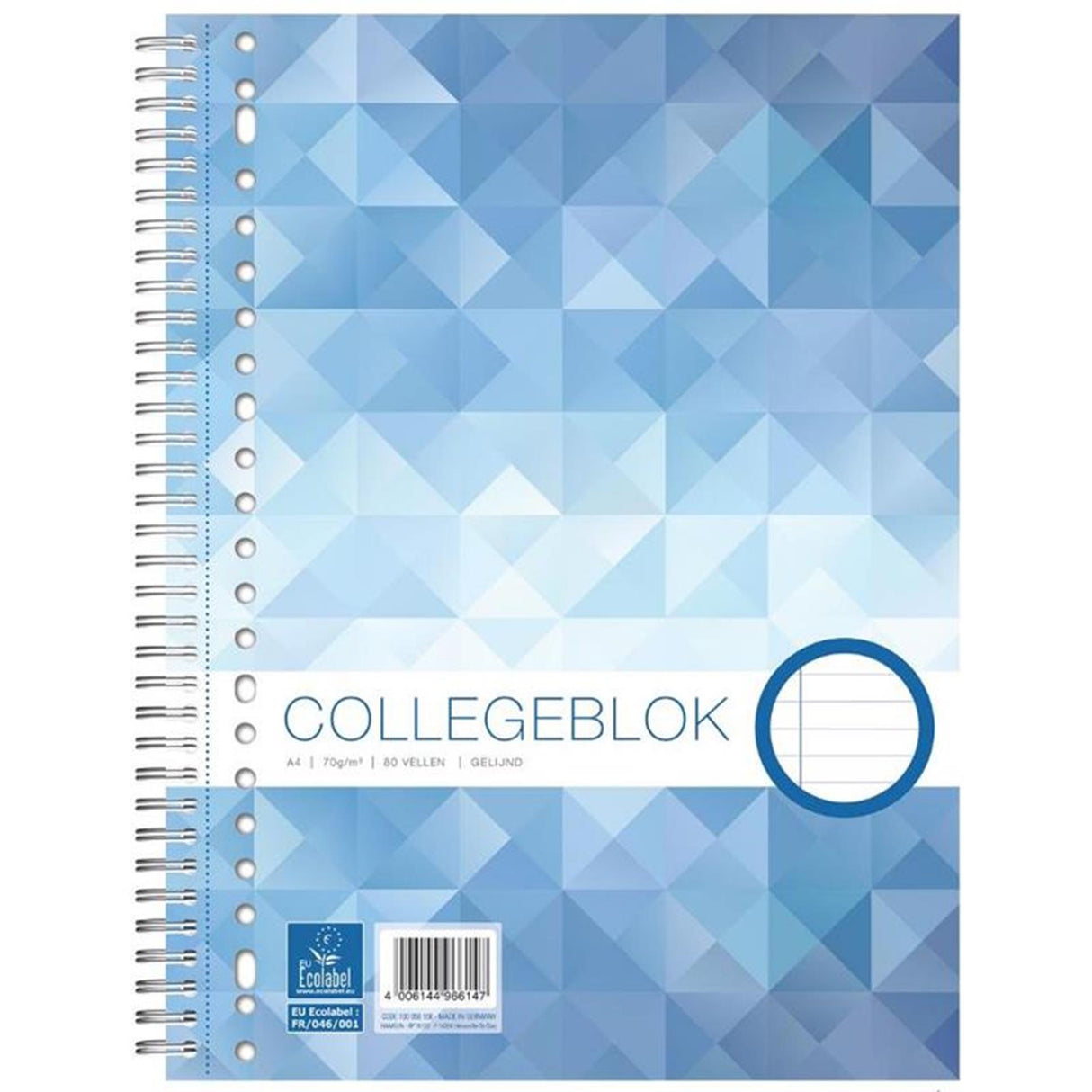 Ecolabel collegeblok 23r a4 gelijnd 22x29,5cm 5st