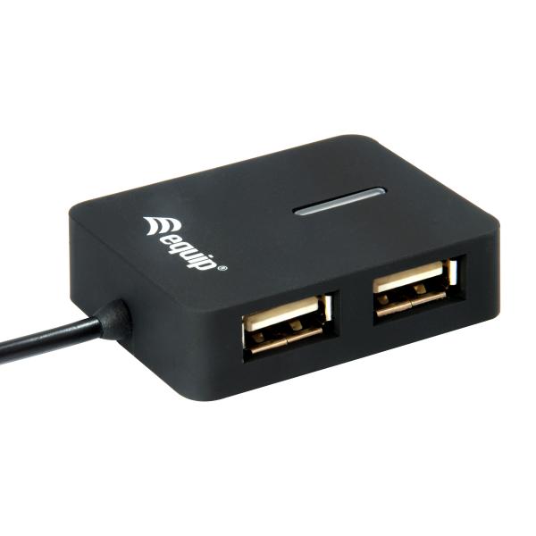 Ausrüstung 128952, 4-Port-Reise-USB-Hub, USB 2,0, 480 Mbit, Plastik, Schwarz