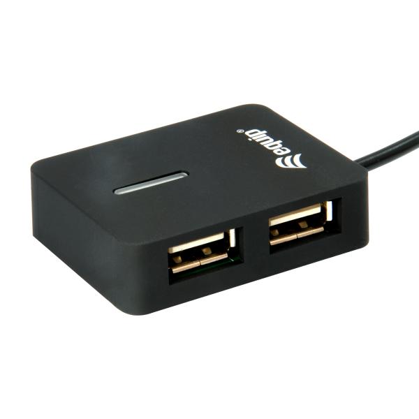 Ausrüstung 128952, 4-Port-Reise-USB-Hub, USB 2,0, 480 Mbit, Plastik, Schwarz