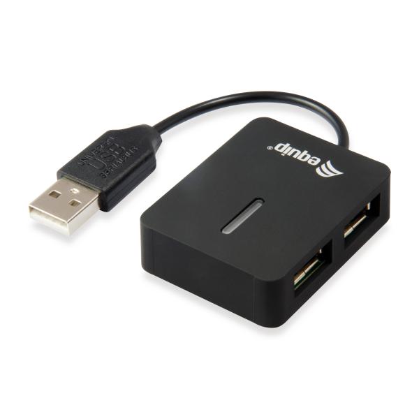 Ausrüstung 128952, 4-Port-Reise-USB-Hub, USB 2,0, 480 Mbit, Plastik, Schwarz