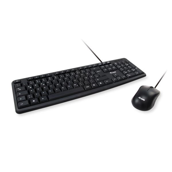 EQUIPACIÓN Combo de teclado y mouse con cable de 245200 Diseño de Alemania, USB, Qwertz, 105 teclas, 1000 DPI, negro