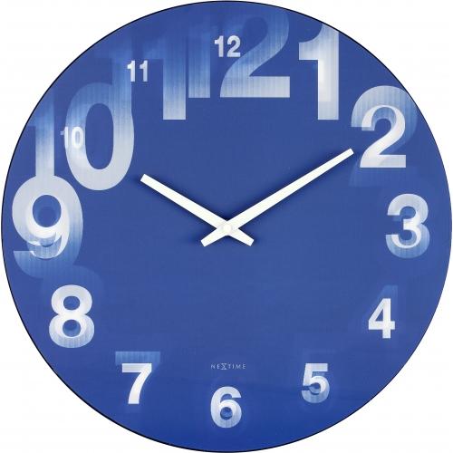 Nexttime clock 3077bl 3d, ø39.5 cm, wall, blue white