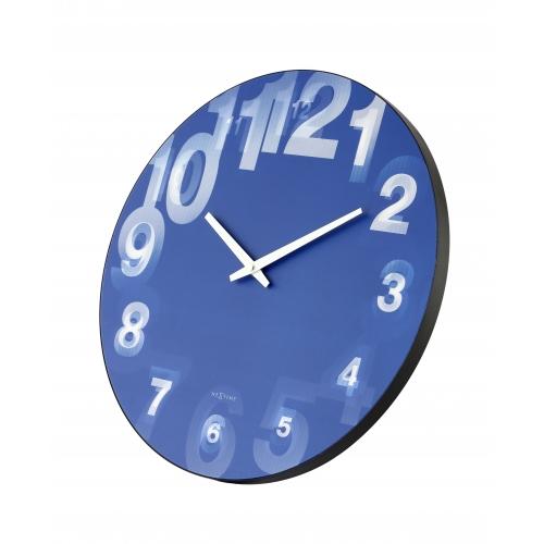 Nexttime clock 3077bl 3d, ø39.5 cm, wall, blue white