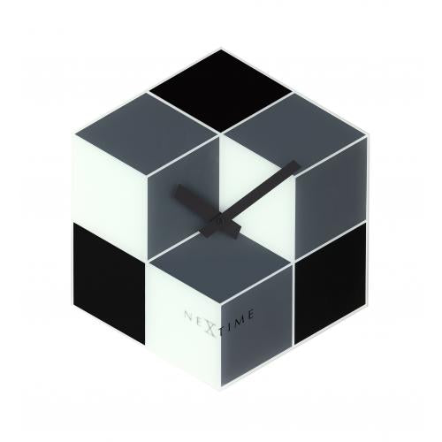 Nexttime ur 8171 kubik, 43,5x37 cm, væg, sort hvid grå