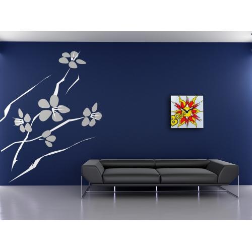 Nexttime clock 8173 tree, 43x43 cm, wall, red yellow white