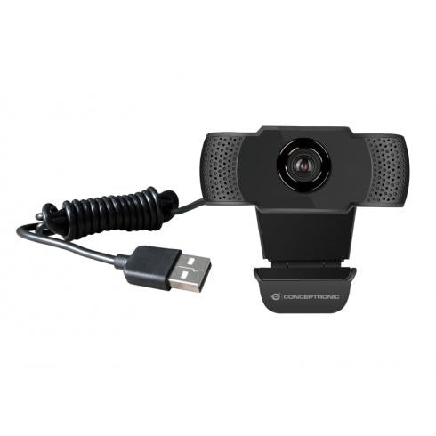 Webcam Conceptronic amdis01b full hd com microfone, usb, 2 mp, 1920 x 1080p 30 fps, h.264, 90°