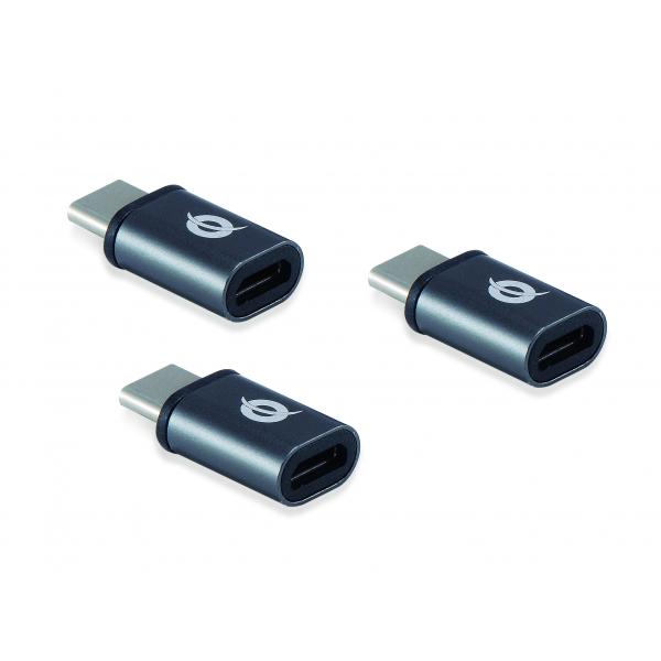 Conceptronic donn05g usb-c to micro usb otg adapter 3-pack, usb 2.0 type-c micro, male female, bl