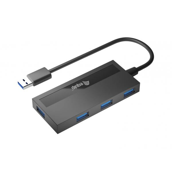 Equip 128956 4-port USB 3.0 hub with USB-C adapter, USB 3.2 gen 1 type-a, 5000 mbit s, black