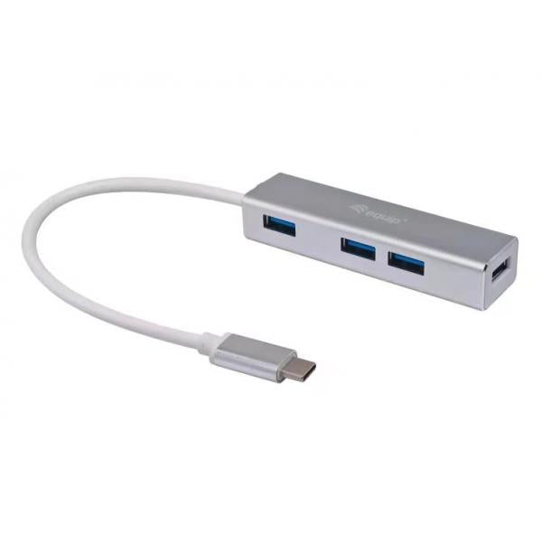 Equipaggia 128958 hub USB-C a 4 porte USB 3.0, USB 3.2 gen 1 tipo-c, tipo-a, 5000 mbit s, argento