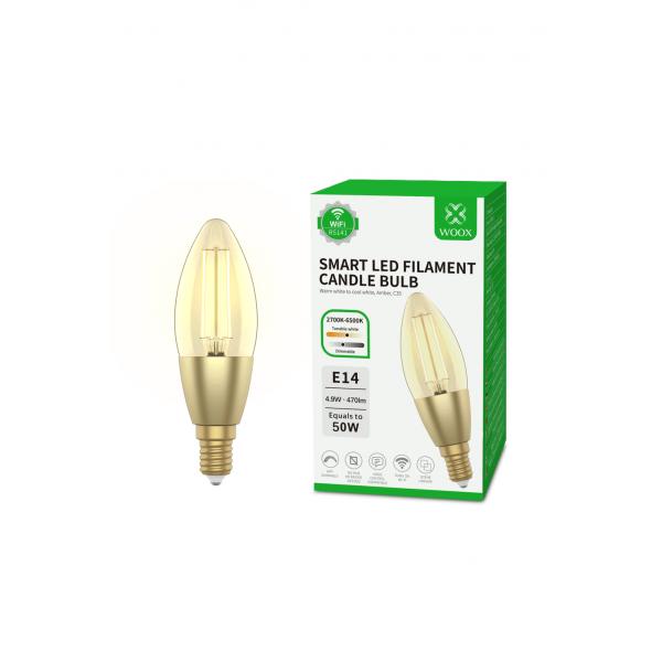 WOX R5141 Smart Candle C37 Filament LED-glödlampa, Wi-Fi, E14, 4,9W, 470 lm, varm vit 2700k