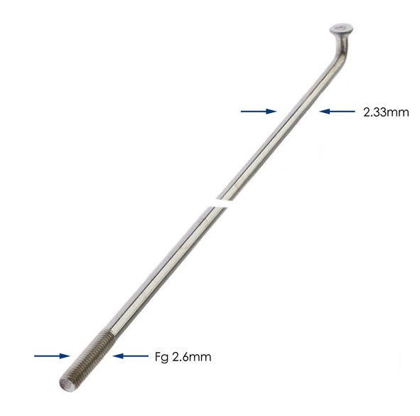 Alpina spokes 236-13 ø2.33 mm fg 2.6 - zinc (144 pieces)