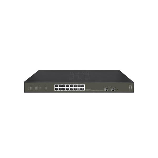 Levelone ges-2118p hilbert switch l2 gestito smart lite gigabit poe a 18 porte, 16x poe, 230 w, 2x sfp
