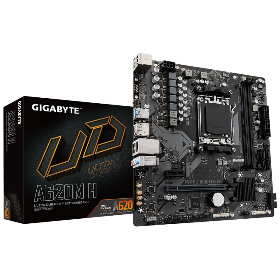 Gigabyte a620m h, matx, amd am5, a620, ddr5, 96 GB, USB 3.2 gen 1, m.2, gbe lan
