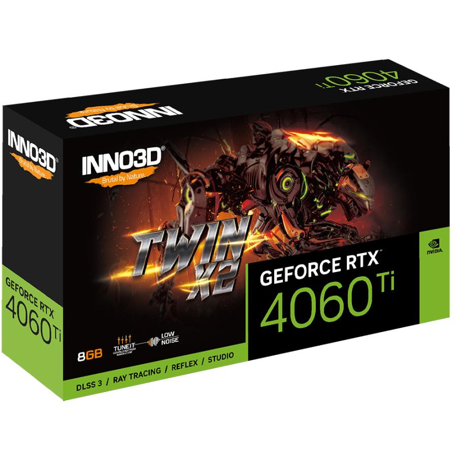 Inno3d N406T2-08D6-171153n GeForce RTX 4060 Ti Twin X2, 8GB GDDR6, 128 bits, 2535, 18 Gbps, 3xdp+HDMI