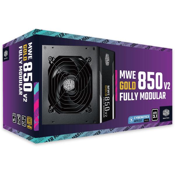 Cooler master mpe-8501-afaag-3eeu mwe gold 850 v2 atx3.1 black, 850w, 90% @typ, 120mm, 4x pcie 6+2