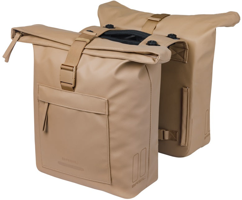 Basil dobbel sykkelveske brooklyn mik 41l 14 x 30 x 37 cm - sand