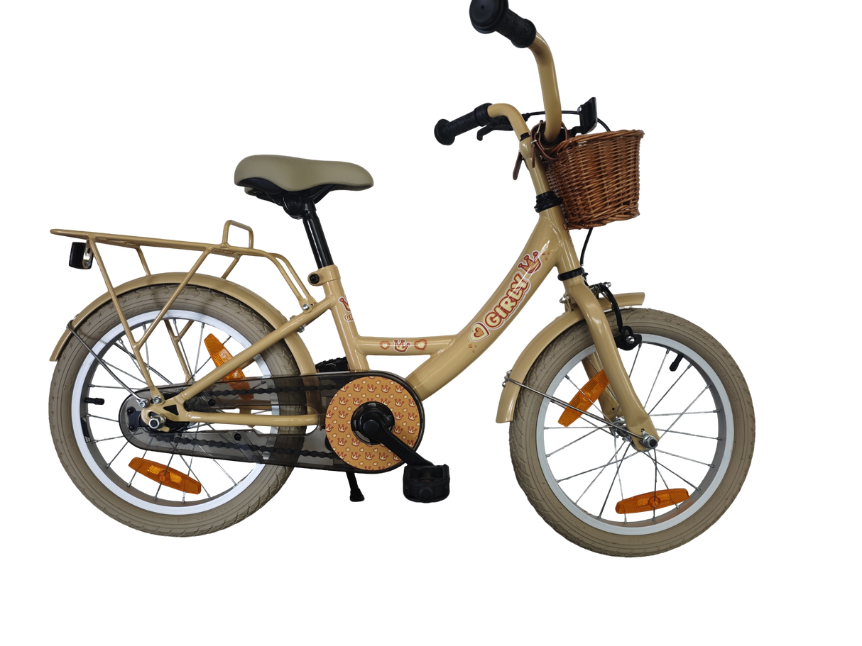 Bikefun girly children's bicycle 16 inch - with basket and brake hub - gold
