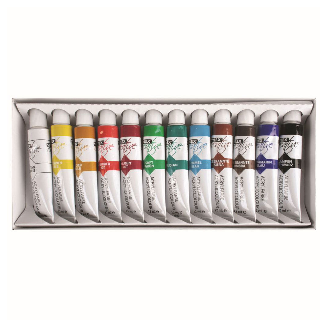 Pintura acrílica stylex 12ml 12 tubos
