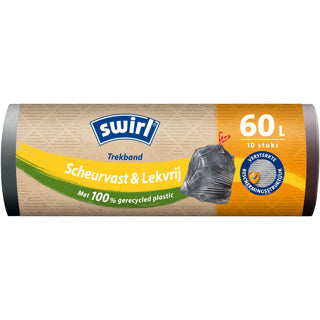 Vrtinčenje vrečk za smeti s trakom sivo 60L 10 pcs
