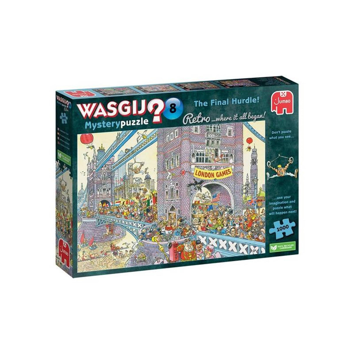 Jumbo wasgij retro mystery 8 jigsaw puzzle - the last hurdle!, 1000 pcs.