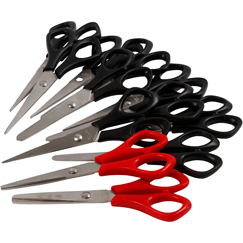 Creativ company school scissors, l: 14 cm, right-left handed, black, red, 12 pieces 1 box