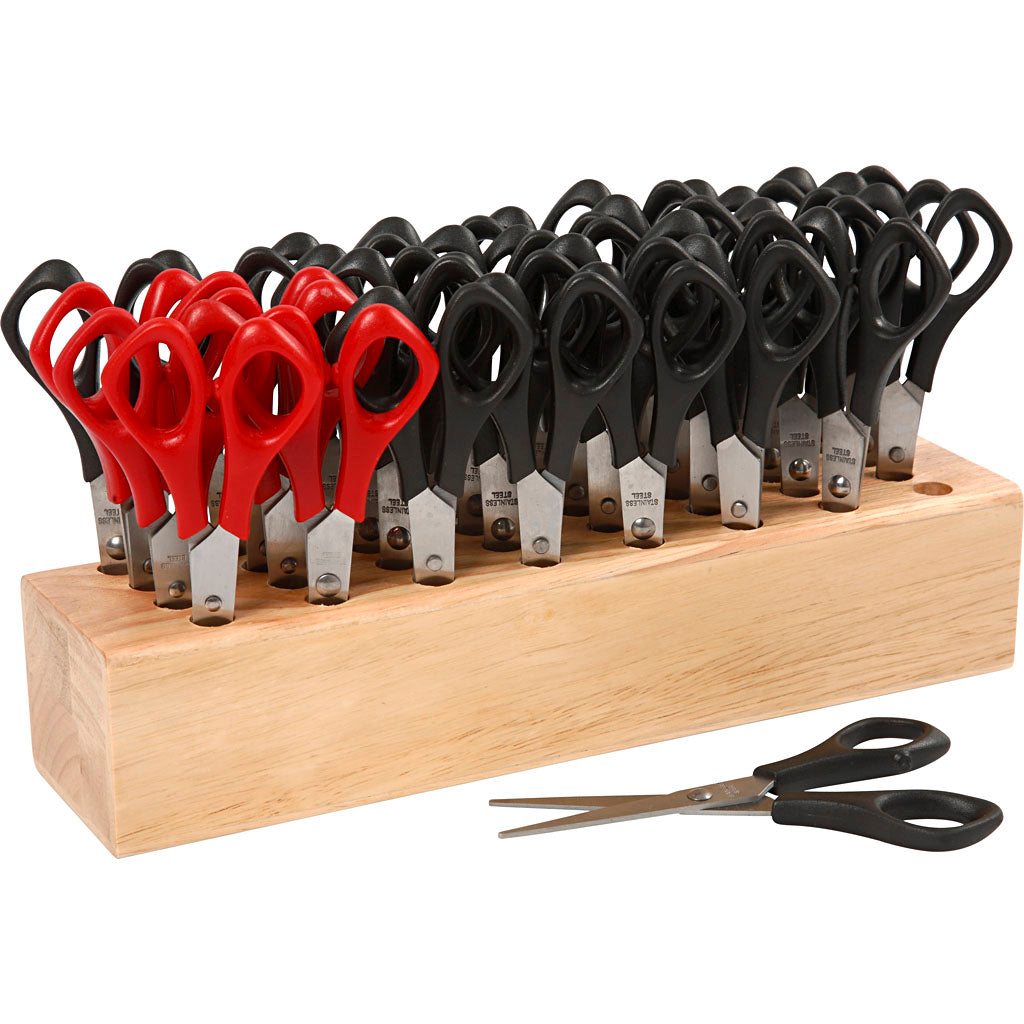 Creativ company school scissors with rack, l: 14 cm, round, 1 set