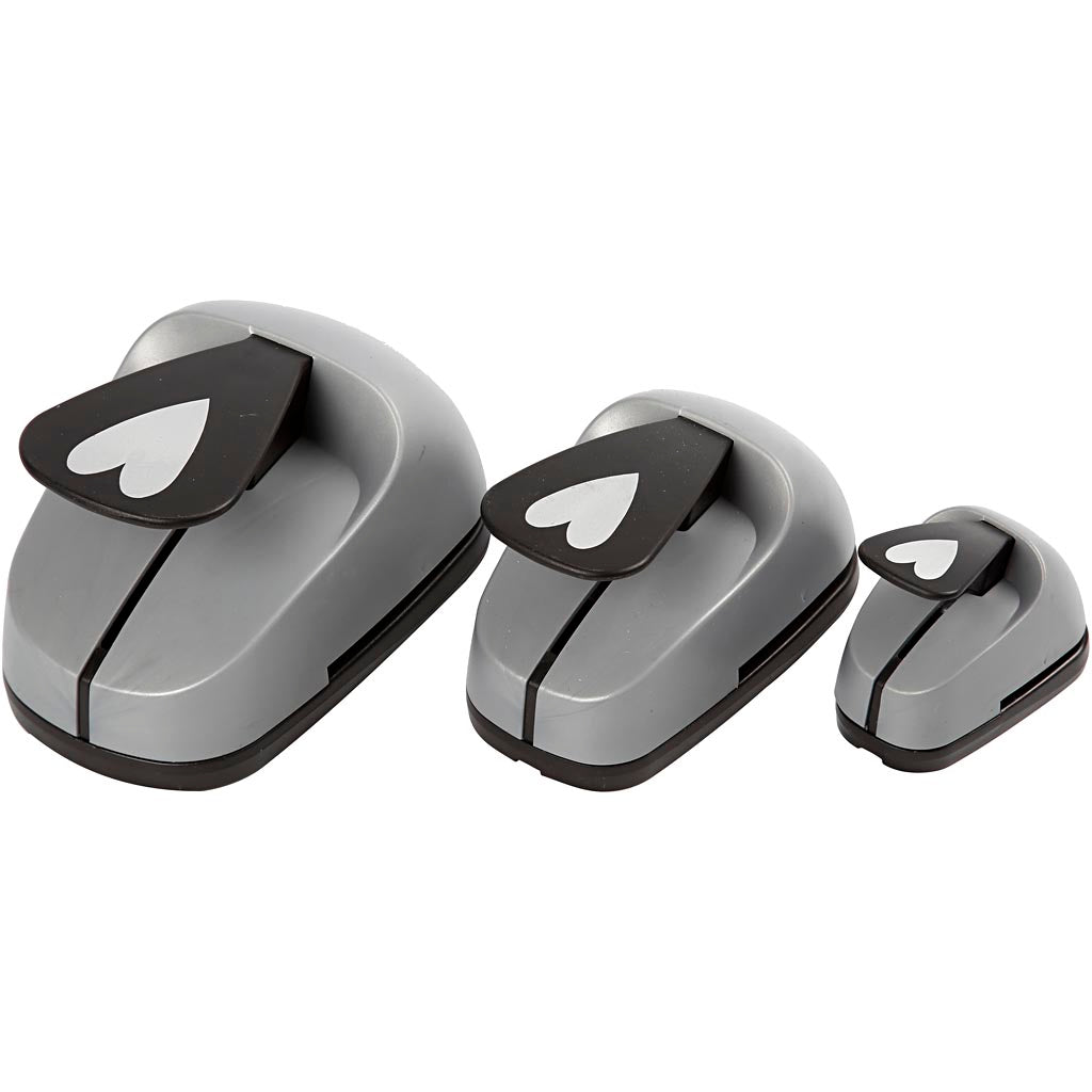 Creativ company punch set, heart, size 25+49+75 mm, 3 pieces 1 box
