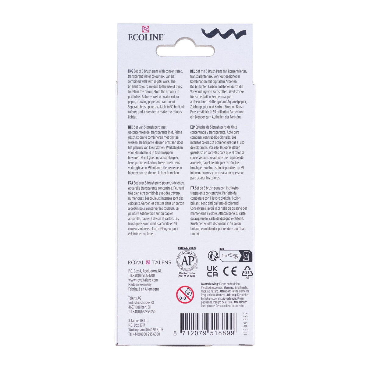 Bruynzeel ecoline penselpennsett skygge, 5 farger