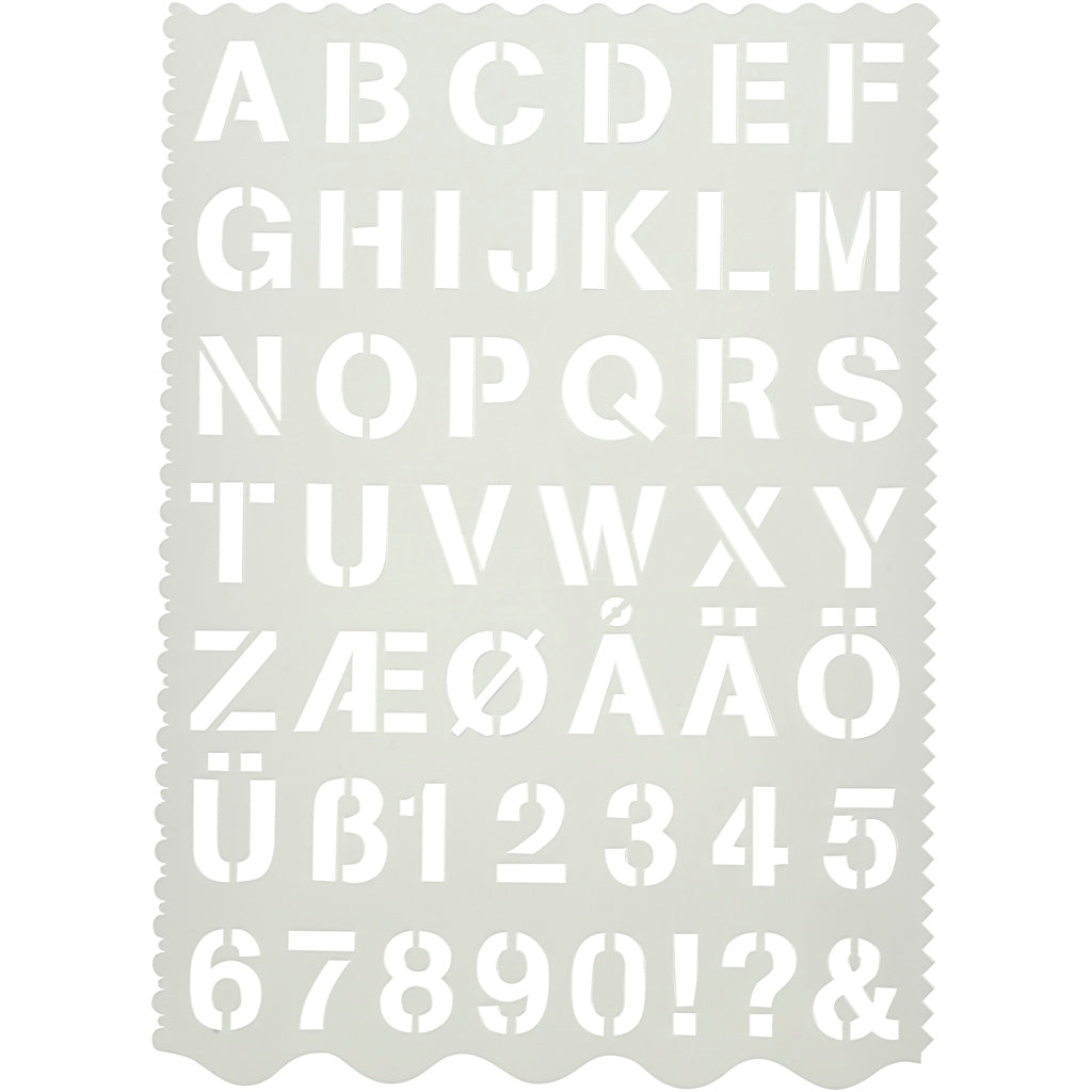 Creative company stencil, letters and numbers, h: 25 mm, sheet 21x29 cm, 1 piece