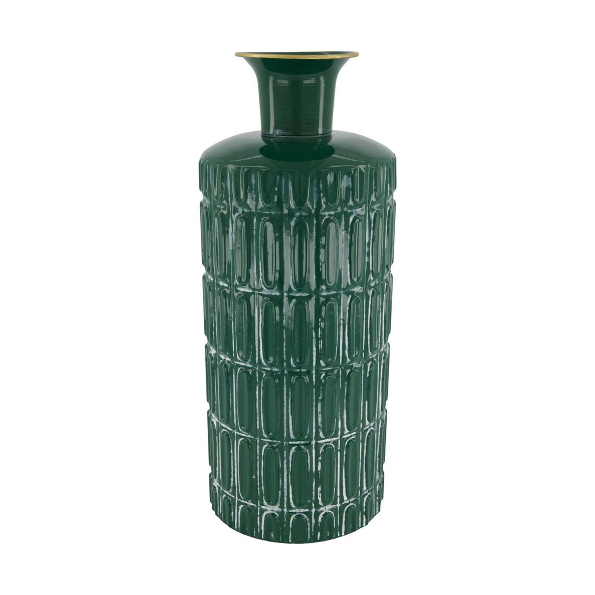 Dijk natural collections vaas metaal donker groen ø16xh39cm