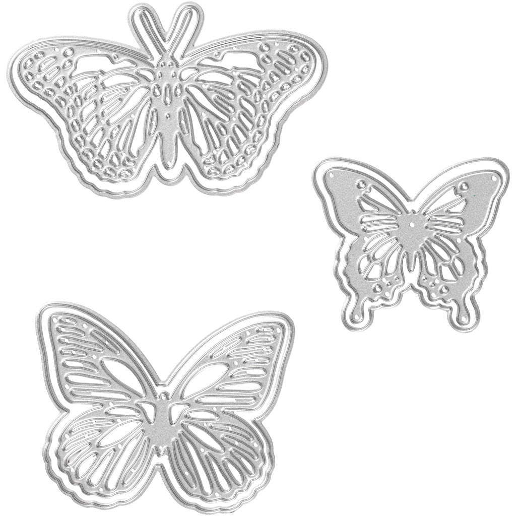 Creativ company punching and embossing dies, butterflies, size 5x4.5 + 6.5x5 + 8x4.5 cm, 1 piece
