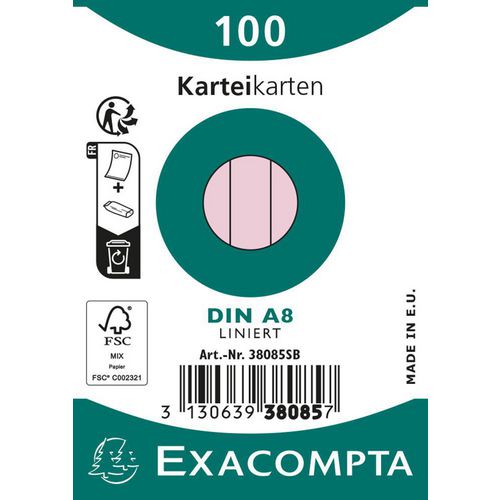 Indexkaarten exacompta 38085sb roze papier