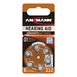 Batterie per dispositivi dell'udito Tipo 312 PR41 6 pezzi