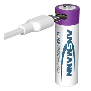 Ansmann uppladdningsbara AA-batterier - li-ion - inkl. USB-C laddningskabel - 4 st