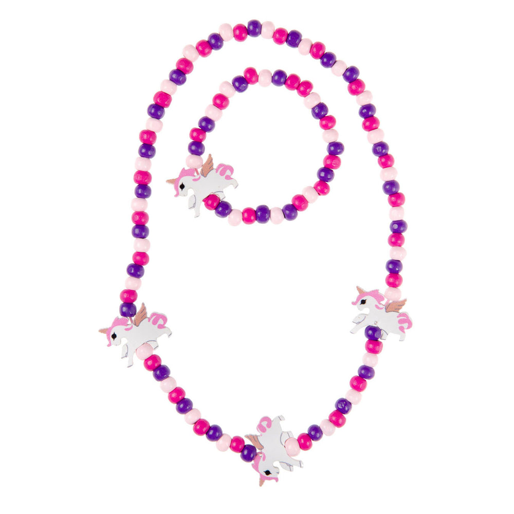 Duckiez wooden necklace and bracelet unicorn